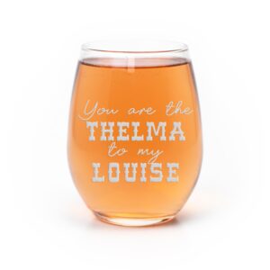 thelma to my louise stemless wine glass - couples gift, girlfriend gift, boyfriend gift, wine glass gift, friend gift