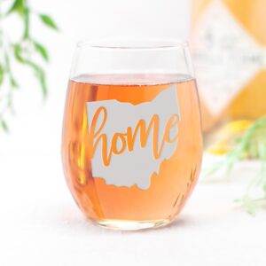 Ohio State Stemless Wine Glass - Ohio Gift, Ohio Wine Glass, Ohio Fan Gift