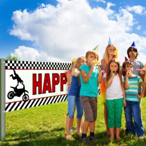 Huge Motocross Birthday Banner,Dirt Bike Party Decorations Motocross Happy Birthday Banner Indoor Outdoor Decorations Dirt Bike Racing Birthday Banner, 250 x 45 cm, 98.4 x 17.7 Inch