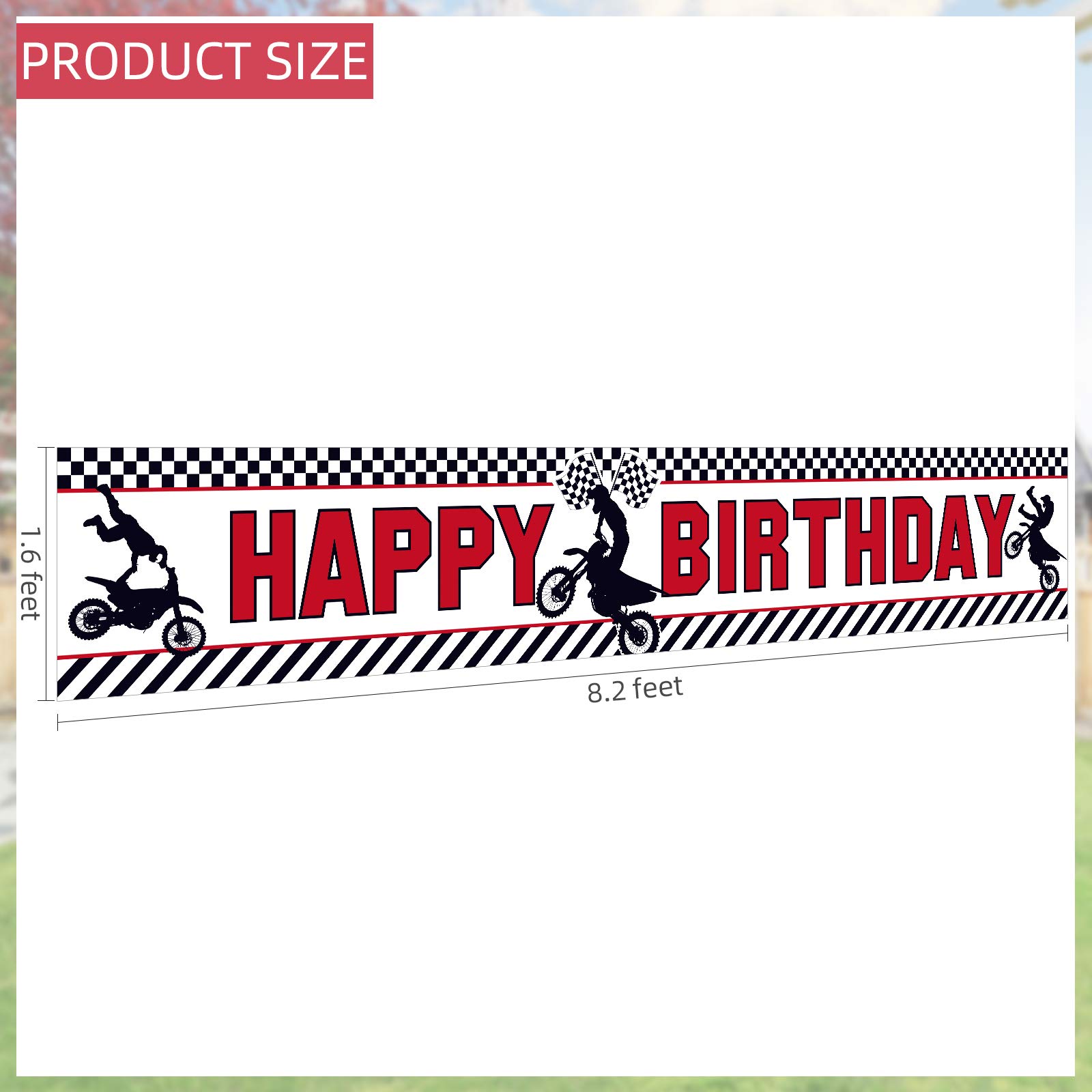 Huge Motocross Birthday Banner,Dirt Bike Party Decorations Motocross Happy Birthday Banner Indoor Outdoor Decorations Dirt Bike Racing Birthday Banner, 250 x 45 cm, 98.4 x 17.7 Inch