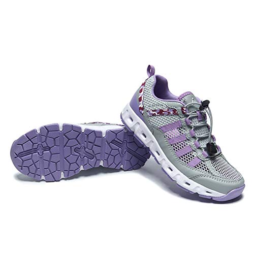 RUNMAXX Mens Hiking Shoes Womens Fishing Aqua Water Shoes Outdoor Sneakers Quick Drying Mesh Barefoot Grey Purple, 8