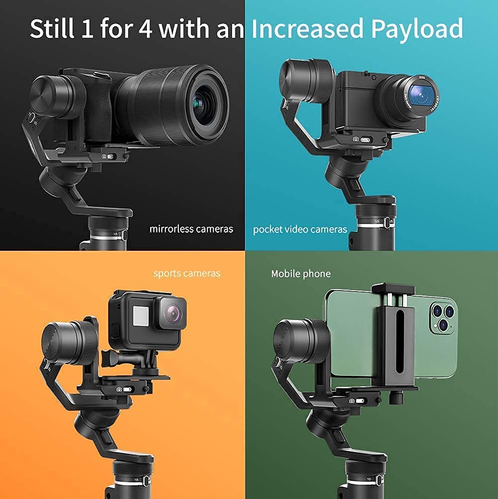 FeiyuTech G6 Max [Official] 3-Axis Handheld Gimbal Stabilizer for Mirrorless Cameras,Pocket,Action Camera&Smartphone for Canon 200D Sony ZV1 Panasonic GH4 GoPro 8 iPhone 14 13 Pro
