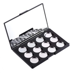 allwon empty magnetic eyeshadow makeup palette with mirror and 12pcs 26mm round metal pans