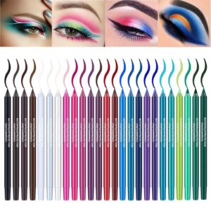 sumeitang 25 color eyeliner pencil set colorful pearl eye liner metallic glitter colored eyeliner gel eye shadow pen kit professional eye makeup pencils set