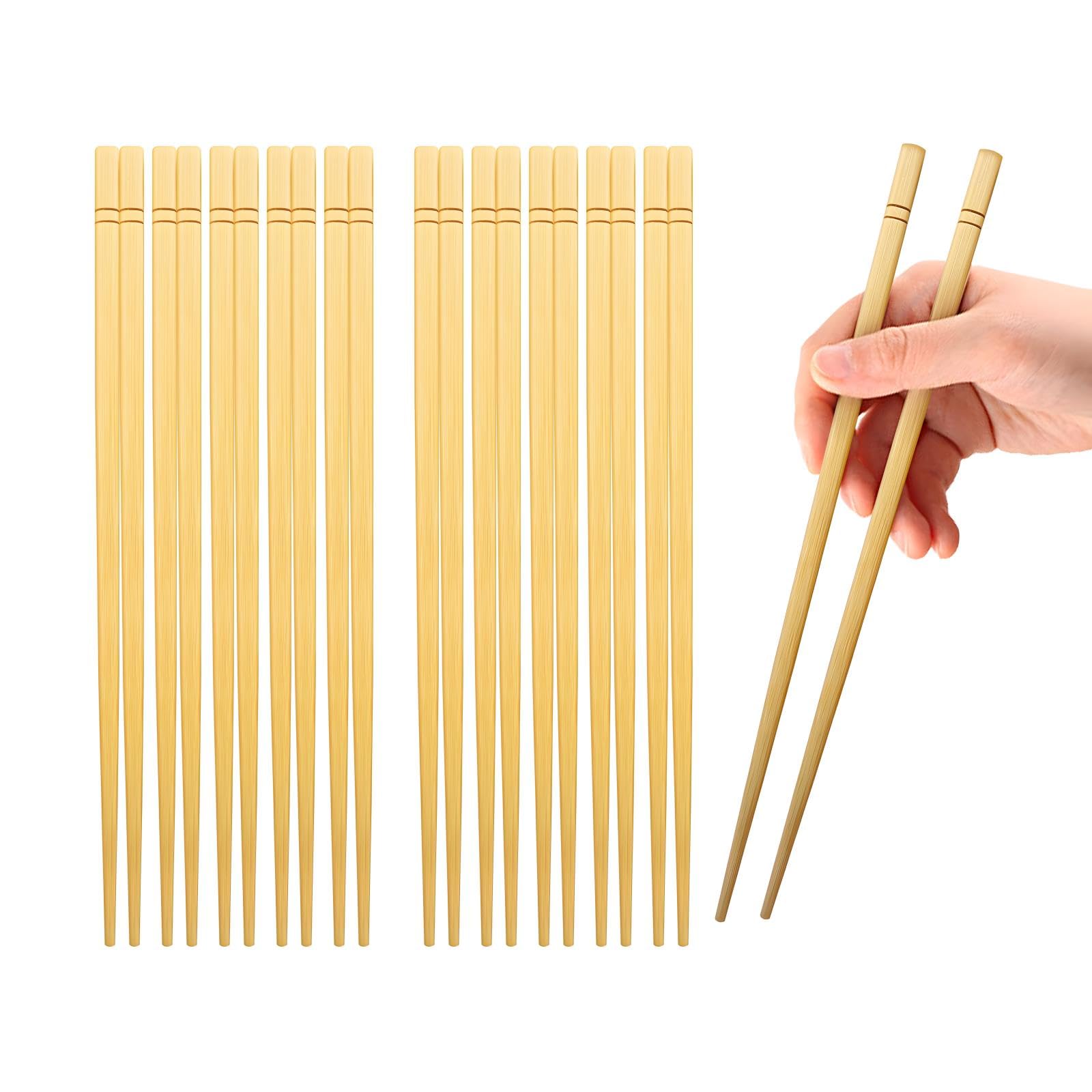 HOPELF 5 Pairs Bamboo Chopsticks Wooden Chinese Classic Style，9 1/2 Inches，More Quantity Choices 10Pairs/20Pairs