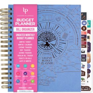 legend budget planner & monthly bill organizer with pockets – home finance book with bill payment & expense trackers – financial notebook for household budgeting & money management - large, 8x9.5”,