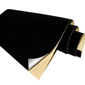 black self adhesive velvet fabric sticky felt sheets for art & crafts, jewelry box, drawer liners- 2pcs x (17.3" x 39.3")