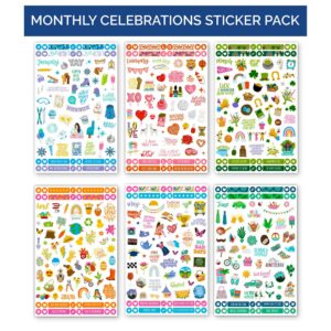 bloom daily planners Monthly Celebrations Planner Stickers for Calendar Decorating, Planning, Scrapbooking - Holiday, Seasonal, & General Events (14 Sheets, 1,100+ Stickers per Pack)