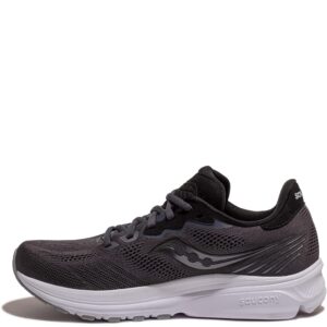 saucony women's ride 14 running shoe, charcoal/black, 9 medium