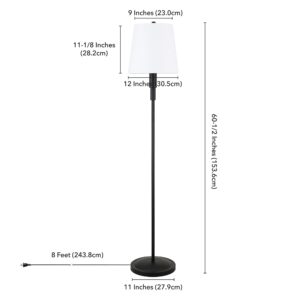 Emerson 60" Tall Floor Lamp with Fabric Shade in Blackened Bronze/White