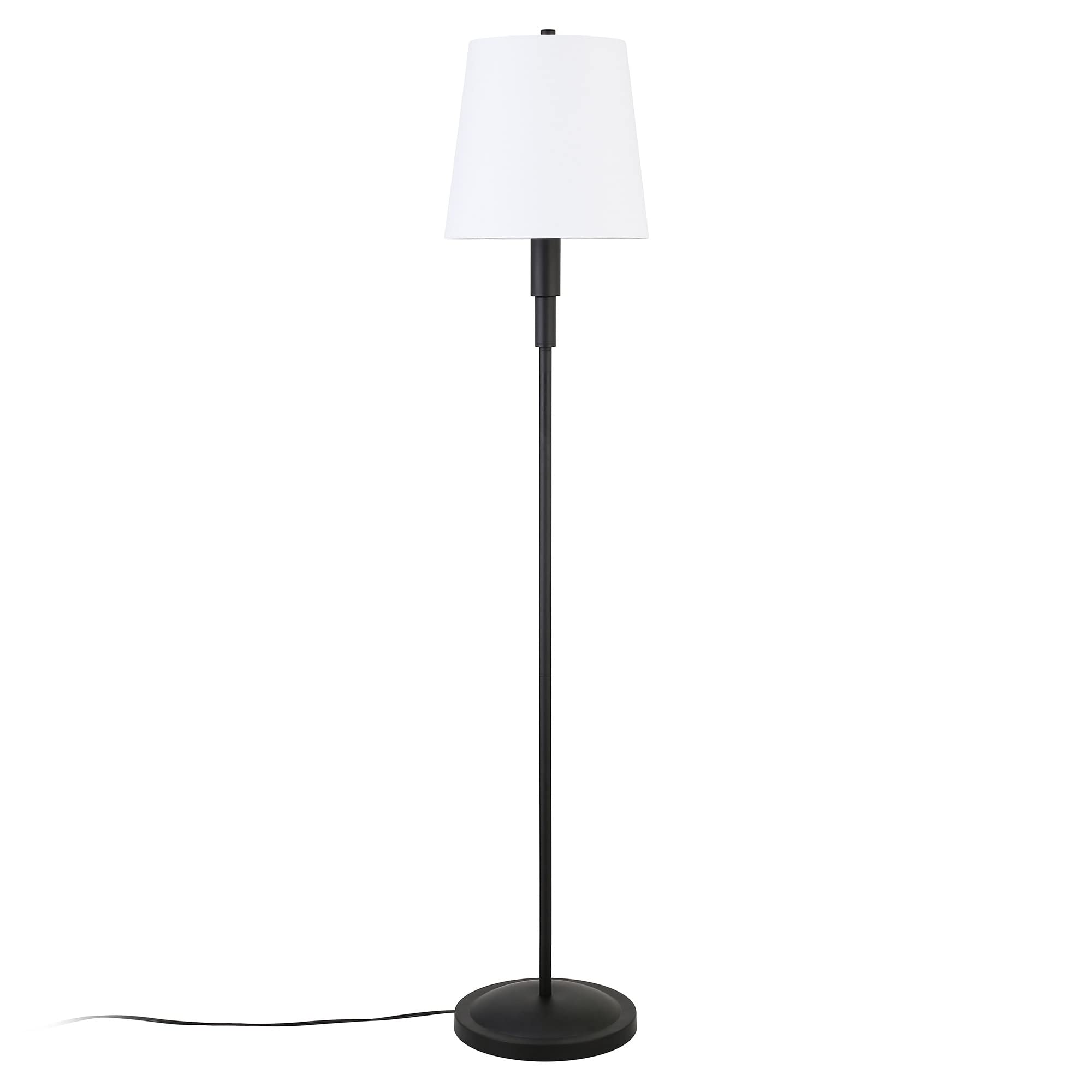 Emerson 60" Tall Floor Lamp with Fabric Shade in Blackened Bronze/White