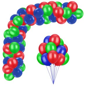blue green red balloon garland arch kit,45pcs 10inch latex balloons for baby shower birthday themed party decorations, blue red green