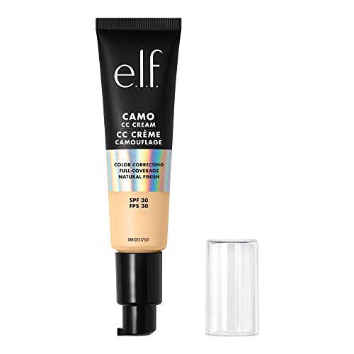 e.l.f. Camo CC Cream, Color Correcting Medium-To-Full Coverage Foundation with SPF 30, Fair 140 W, 1.05 Oz (30g)