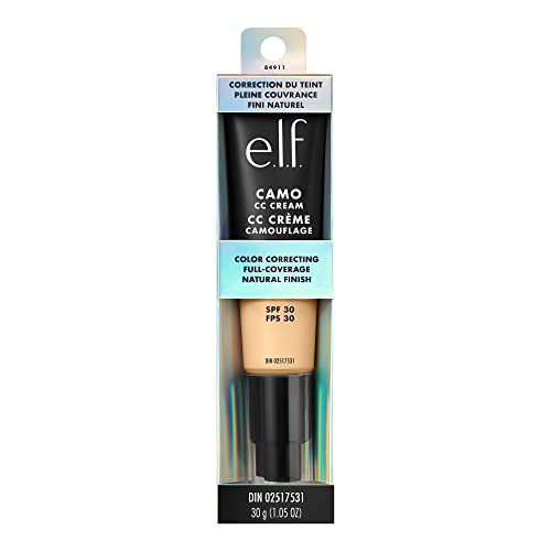 e.l.f. Camo CC Cream, Color Correcting Medium-To-Full Coverage Foundation with SPF 30, Fair 140 W, 1.05 Oz (30g)