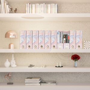 Magazine File Holder with Pink Marble Pattern 2 Pack, Premium Desk File Rack, Perfect for A4 Size Document