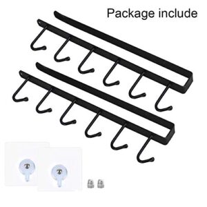 EigPluy 2pcs Mug Hooks Under Cabinet,Nail Free Adhesive Coffee Cups Holder Hanger for Cups/Kitchen Utensils/Ties Belts/Scarf (Black)