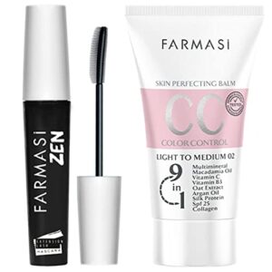 farmasi makeup cc cream 9 in 1, 50 ml./1.7 fl.oz. (light to medium) and farmasi zen mascara extension lash, 8 ml./0.27 fl.oz.