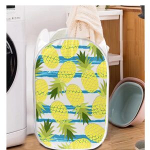 GOSTONG Foldable Mesh Pop Up Laundry Hamper,Durable Collapsible Laundry Basket Portable Clothes Washing Laundry Hamper with Side Pocket,Bling Mermaid Print