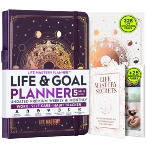life mastery planner - a 12 month journey to crush your goals, increase productivity, passion, success & happiness - weekly & monthly life planner, habit-tracker, gratitude journal & organizer, a5