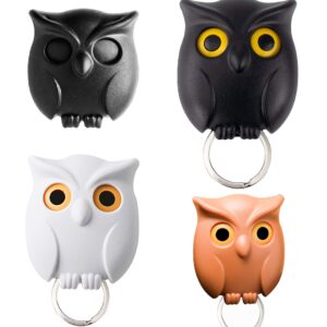 3PCS Owl Key Holder Cute Owl Key Holder Automatic Open Close Eyes Magnetic Night Owl Keying Holder Wall Mounted Owl Key Hooks with Wall Self-Adhesive Tape