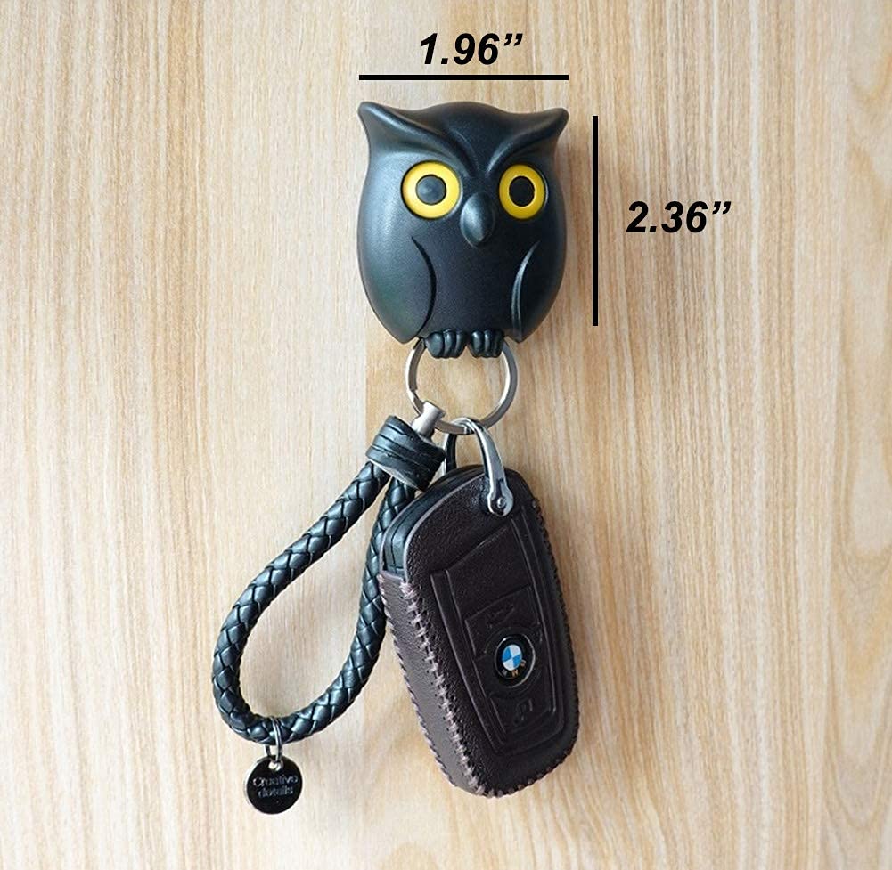 3PCS Owl Key Holder Cute Owl Key Holder Automatic Open Close Eyes Magnetic Night Owl Keying Holder Wall Mounted Owl Key Hooks with Wall Self-Adhesive Tape