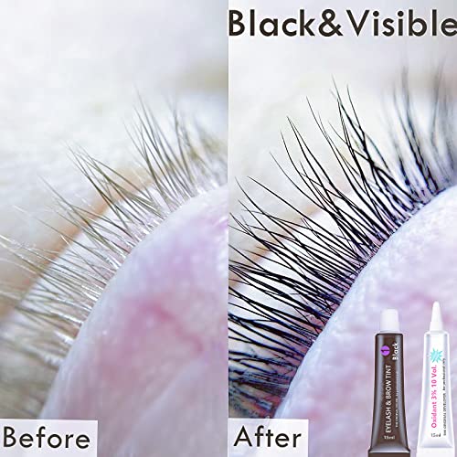 Black Lash Tint Kit, Keratin Black Eyelash Dye and Eyebrow Tint, 6 Week Voluminous Brow Tint, Tinting Look For Lash Perm/Lift/Lamination Treatment (Black Eyelash Tint Kit Only)