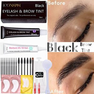 Black Lash Tint Kit, Keratin Black Eyelash Dye and Eyebrow Tint, 6 Week Voluminous Brow Tint, Tinting Look For Lash Perm/Lift/Lamination Treatment (Black Eyelash Tint Kit Only)