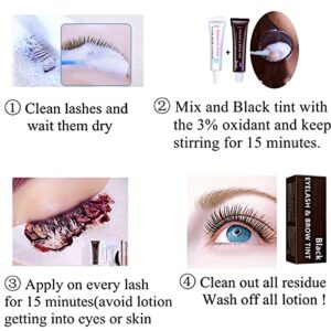 Black Lash Tint Kit, Keratin Black Eyelash Dye and Eyebrow Tint, 6 Week Voluminous Brow Tint, Tinting Look For Lash Perm/Lift/Lamination Treatment (Black Eyelash Tint Kit Only)