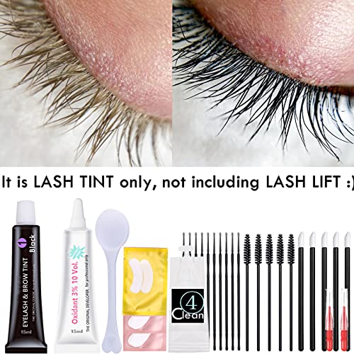 Black Lash Tint Kit, Keratin Black Eyelash Dye and Eyebrow Tint, 6 Week Voluminous Brow Tint, Tinting Look For Lash Perm/Lift/Lamination Treatment (Black Eyelash Tint Kit Only)