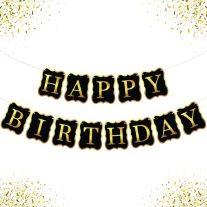 katchon, large happy birthday banner black and gold - 10 feet, no diy | happy birthday sign | black and gold happy birthday banner | happy birthday banners for men | happy birthday backdrop for men
