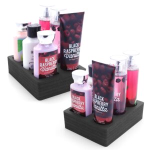polar whale 2 lotion and body spray stand organizers tray washable waterproof insert for home bathroom bedroom office 6 x 6 x 2 inches 6 slots black 2pc pair set