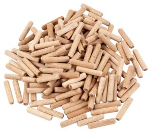 100 pack 1/4" x 1" wooden dowel pins wood kiln dried fluted and beveled, made of beechwood