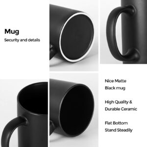 harebe 11 OZ Coffee Mugs, Family Ceramic Cup for Coffee, Tea, Cocoa and Mulled Drinks, Classic Mugs Set of 4, Matte Black