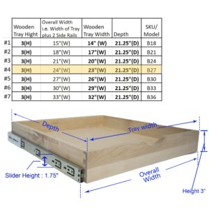 COUVER CabinetRTA Soft-Close DIY Slide Out Cabinet Shelf Pull-Out Wood Drawer Storage (W) 24 x (D) 21