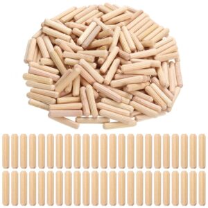 yookeer 200 pieces 1/4 x 1.2 inch fluted wood dowel pins wood kiln dried fluted and beveled ends tapered straight grooved pins for easy insertion furniture door crafts projects