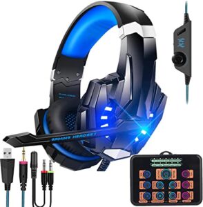 voice changer gaming headset with mic for xbox one,pc,ps4,over-ear headphones with volume control led light cool style stereo,noise reduction for phone/ps4/xbox/switch/ipad/computer/kids