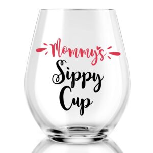 agmdesign mommy's sippy cup wine glass, mother's day gift for her, mom, new mom, wife, valentines day gifts for mom, pregnant mom gifts, funny birthday gifts for mom from daughter, son