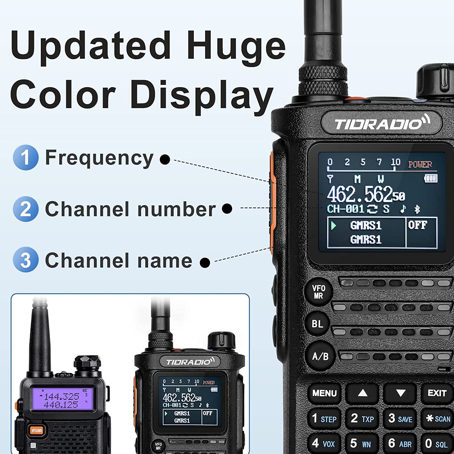 (2nd Gen)TIDRADIO TD-H8 GMRS Radio Handheld with Bluetooth Programming, GMRS Repeater Capable, NOAA, 5 Watt Long Range Two Way Radios Walkie Talkies with 771 GMRS Antenna, 2500mAh Rechargeable Battery