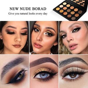 Nude Gold Eyeshadow Palette Natural Naked Smokey Warm Neutral 15 Shades, DE'LANCI Ultra-Blendable High Pigmented Matte Shimmer Matallic Long Lasting Waterproof Eye Shadow Pallet, Travel Size Makeup