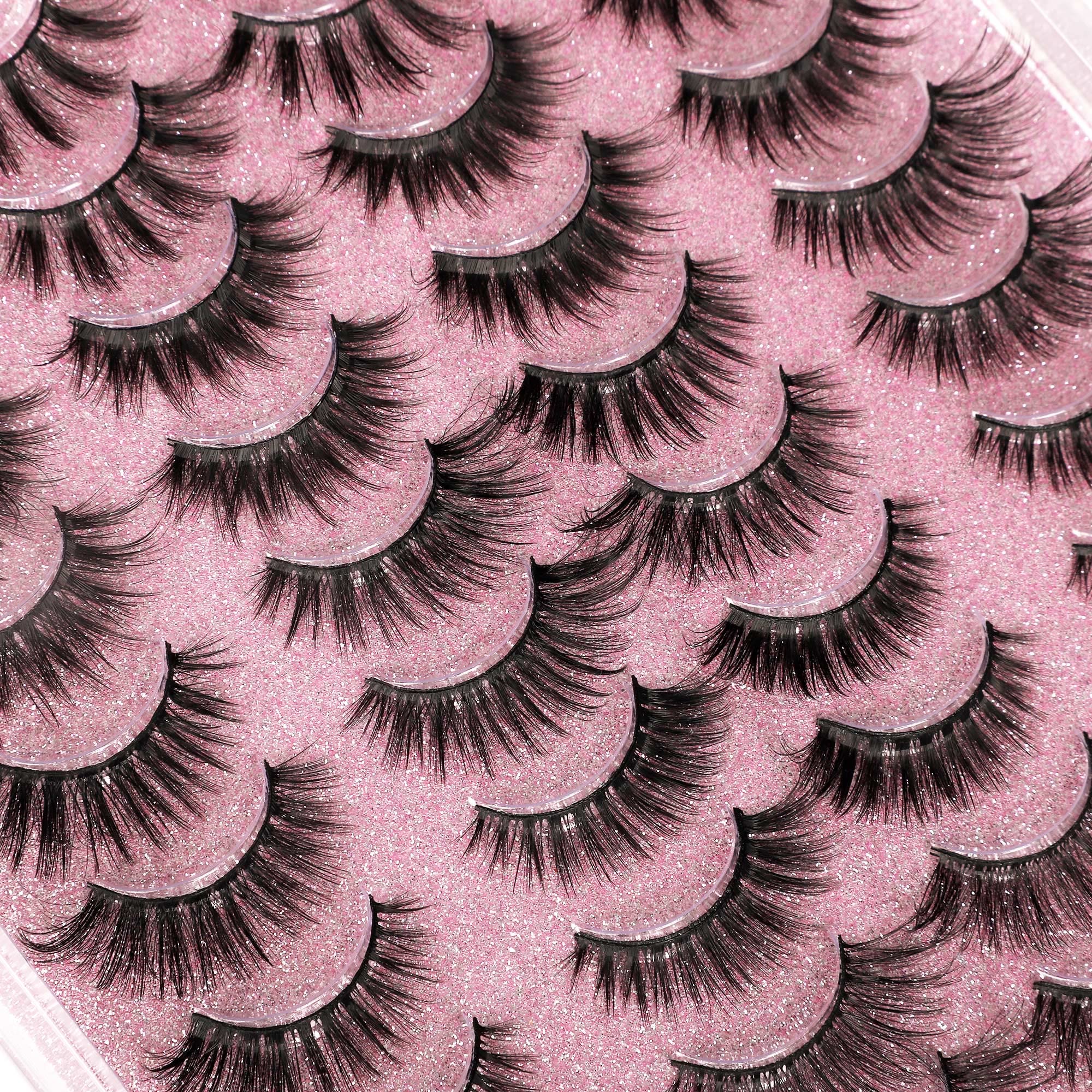 20 Pairs False Eyelashes 3D Faux Mink Lashes Natural Look Wispy Fake Eyelashes ALPHONSE 16-20MM Fluffy Volume Long Thick Lashes Pack 5 Styles Mixed