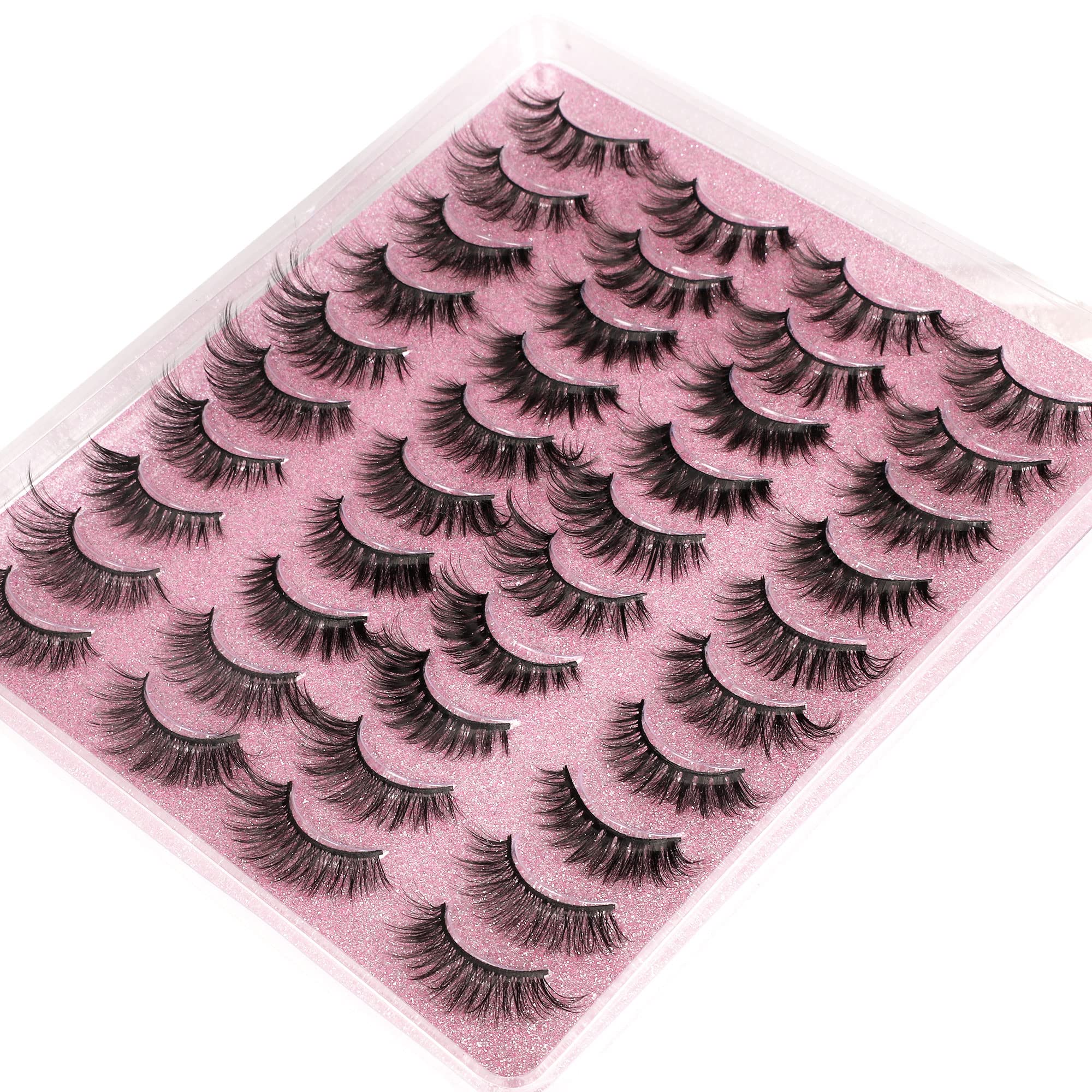 20 Pairs False Eyelashes 3D Faux Mink Lashes Natural Look Wispy Fake Eyelashes ALPHONSE 16-20MM Fluffy Volume Long Thick Lashes Pack 5 Styles Mixed