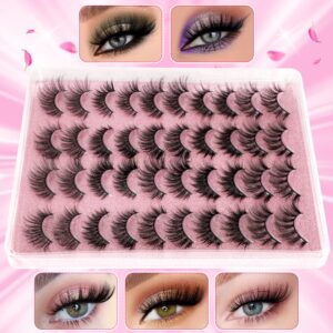 20 Pairs False Eyelashes 3D Faux Mink Lashes Natural Look Wispy Fake Eyelashes ALPHONSE 16-20MM Fluffy Volume Long Thick Lashes Pack 5 Styles Mixed