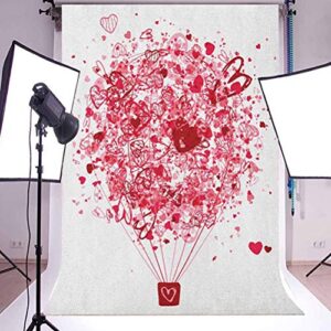 9x16 FT Love Vinyl Photography Backdrop,Love is in The Air Valentines Day Celebration Themed Heart Filled Air Balloon Background for Party Home Decor Outdoorsy Theme Shoot Props