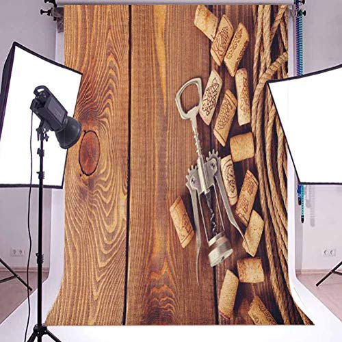 9x16 FT Winery Vinyl Photography Backdrop,Wine Corks Rustic Wooden Ground Natural Organic Liquor Elements Vintage Harvest Top View Background for Baby Birthday Party Wedding Studio Props Photography