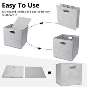 HSDT 13 inch Storage Cubes Bins Grey White Fabic Storage Cubes Inserts Foldable Cloth Storage Boxes Collapsible Storage Baskets Drawer for Cube Organizer ,QY-SC07-6