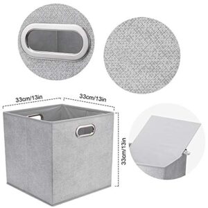 HSDT 13 inch Storage Cubes Bins Grey White Fabic Storage Cubes Inserts Foldable Cloth Storage Boxes Collapsible Storage Baskets Drawer for Cube Organizer ,QY-SC07-6