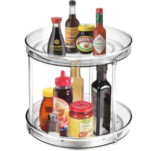 amolliar 2 tier 9 inch lazy susan turntable organizer for cabinet,spice rack food storage container for kitchen, pantry, fridge, countertop, vanity, bathroom, spinner organizer for spices, condiments