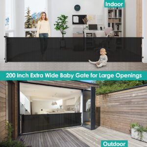 200 Inch Extra Large Baby Gate Retractable Baby Gates Extra Wide Baby Gate for Dogs Indoor Extra Long Retractable Dog Gate Mesh Baby Gate for Stairs Safety Gates for Kids Child Gates for Doorways