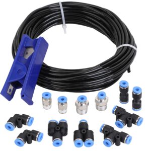 hromee air line tubing kit, 5/32 inch (3.97mm) od x 32.8 feet polyurethane pu tube and push to connect fittings, 14 pcs compressed pipe and accessories kit