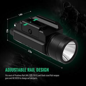 Gmconn 1200 Lumens Rail Mounted Compact Pistol Light LED Strobe Tactical Gun Flashlight with 2 x CR123A Lithium Batteries